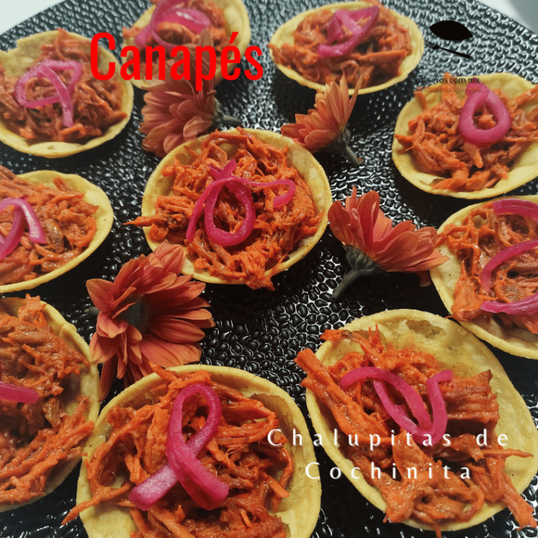 Chalupitas de Cochinita Pibil, Canapes calientes, Canapes y bocadillos para eventos