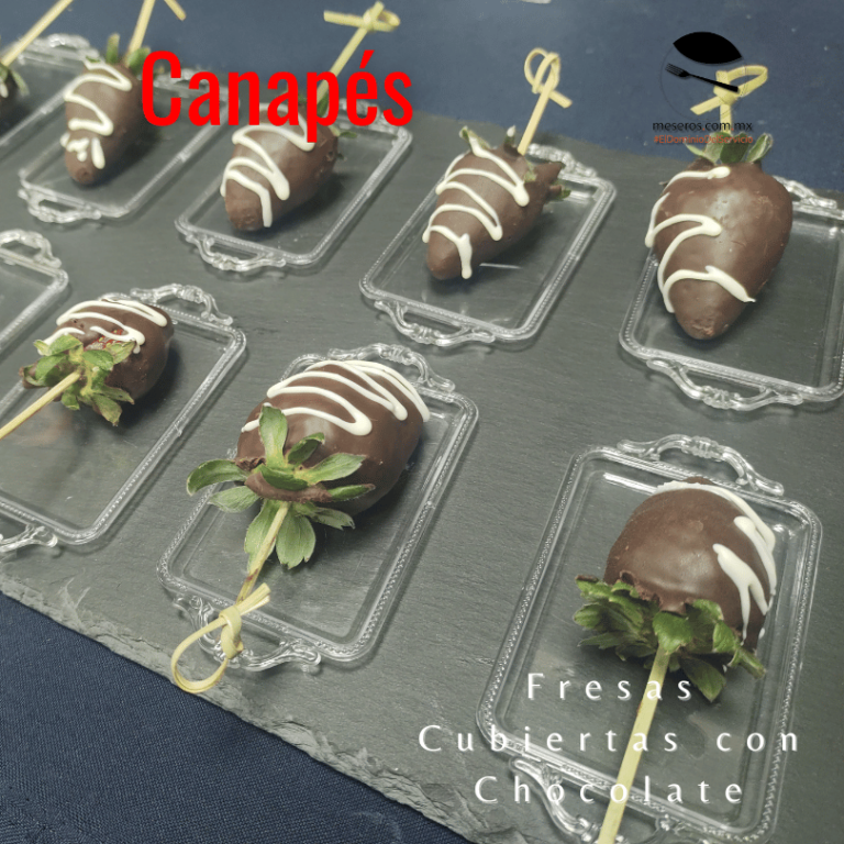 Fresas cubiertas con chocolate, Canapes dulces, Canapes y bocadillos para eventos