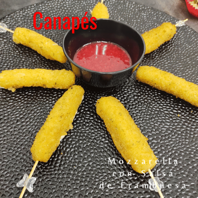 Queso Mozzarella con salsa de frambuesa, Canapes y bocadillos para eventos