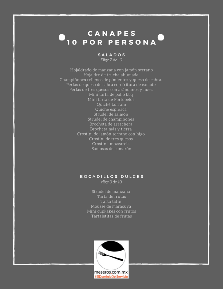 Menu de canapes adicionales para 2025