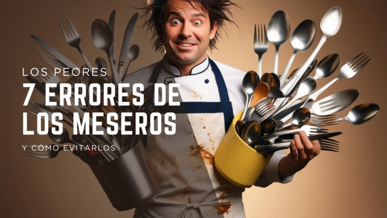 Un meseros con muchos utensilios volviendose loco para ejemplificar los 7 errores de los meseros en eventos que arruinan la experiencia de tus invitados (y cómo evitarlos)